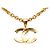 Collana con pendente Chanel CC placcata oro D'oro - vista 2