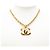 Collana con pendente Chanel CC placcata oro D'oro - vista 6
