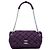 Bolsa de ombro Chanel em nylon acolchoado bubble roxa com aba e corrente acordeão Roxo