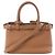 mala de mão 2Way Small em couro granulado macio com fivela Prada, Brown 1BA418 Marrom