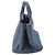 Borsa Tote Satchel Prada Denim Canapa Logo blu - vista 3