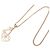 Collana con pendente Chanel CC placcata oro con cuore in strass, lucchetto e chiave D'oro - vista 3