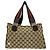 GUCCI Sherry Line GG Logo Canvas Leder Tote Bag Braun Rot Grün