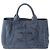 Tote bag Prada in denim blu con logo Canapa
