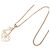 Collana con pendente Chanel Gold CC placcata oro cuore strass con lucchetto e chiave D'oro - vista 3
