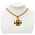 Collana con pendente a trifoglio Gripoix placcato oro Chanel Gold CC Bordò - vista 6
