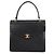Borsa a mano Chanel nera in vitello grana grossa Nero