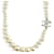 Collana di perle lunga Chanel A14V Coco Mark Argento Bianco