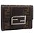 FENDI Zucca Canvas Trifold Wallet Brown Silver 8M0011 Auth 200165A Silvery