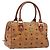 Borsa Boston MCM Vicetos Logogram PVC Leather Brown Gold Auth 200900 Marrone D'oro