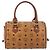 Borsa Boston MCM Vicetos Logogram PVC Leather Brown Gold Auth 200900 Marrone D'oro - vista 3