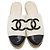 Chanel Mules Espadrilles in Pelle Nero e Bianco CC