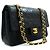 CHANEL Classic Double Flap 10" Borsa a tracolla con catena in pelle d'agnello nera Nero