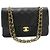 Bolsa de Ombro CHANEL Classic Double Flap 10" em pele de cordeiro preta Preto - vista 2