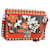 PRADA Shoulder Bag Leather Orange Silver
