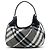Burberry Gray Beat Check Nylon Brooklyn Hobo Marrone