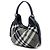 Burberry Gray Beat Check Nylon Brooklyn Hobo Marrone - vista 2
