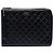 Pouch Chanel Reissue 2.55 con manico in pelle di vitello invecchiata nera, Large Nero