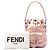 Mini borsa secchiello Fendi Mon Tresor in raso rosa - vista 7