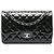 Chanel Green Jumbo Classic Striated Patent Double Flap Verde Verde oliva