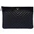 Chanel Black Medium Chevron Caviar Mademoiselle O Case Clutch Nero