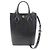 Borsa Satchel Gucci Super Mini in pelle di vitello nera con logo GG impresso Nero