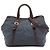 Bolsa Satchel Prada em lona Canapa com logo e acabamentos em couro Vitello Daino azul