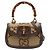 Bamboo Gucci 1947 Top Handle Bag aus beigem Jumbo GG Canvas mit Bambus und Web