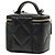 Mini Vanity Case Chanel in pelle Caviar matelassé nera con manico e catena Nero - vista 2