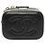 Mini Vanity Case Chanel in pelle Caviar matelassé nera con manico e catena Nero - vista 3