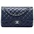 Chanel Blue Jumbo Classic Caviar Double Flap Blu scuro