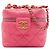Chanel Small CC Vanity Case aus gestepptem Lammleder in Rosa mit Kette Pink