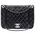 Chanel Black Quilted Metallic Distressed Lambskin CC Crystal Flap Nero