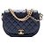 Chanel Blue CC Quilted Lambskin Chain Handle Half Moon Flap Blu scuro