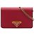 Cartera con cadena Prada Red Saffiano Lux con cierre de solapa Roja