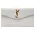 Bolsa Uptown Saint Laurent em couro com relevo de crocodilo branco