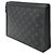 Louis Vuitton Monogram Eclipse Pochette Voyage MM Clutch Bag Braun Schwarz - Ansicht 3