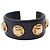 Céline Celine Bracciale rigido con borchie in pelle e metallo placcato Nero