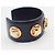 Céline Celine Bracciale rigido con borchie in pelle e metallo placcato Nero - vista 4