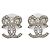 Orecchini a goccia Chanel argentati con strass Argento