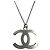 Collier Chanel en strass argenté - vue 2