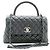 Chanel Top Handle Flap Quilted Caviar Leather Nero