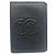 Tarjetero Chanel de piel de becerro granulada negra Negro