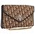 Borsa a tracolla con catena Christian Dior Trotter Canvas Beige Gold Auth 197895A D'oro