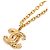 Colar com pingente acolchoado Chanel CC banhado a ouro Dourado - vista 4