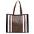 Borsa Book Tote Burberry TB Monogram E Canvas Stripe Marrone