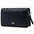 Clutch da polso Prada in Saffiano nero con borchie e chiusura push lock - vista 2