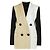 Petar Petrov Blazer Oversized de Lino Colourblock Negro Blanco Beige