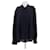 Louis Vuitton Camicia blu navy in seta e pizzo
