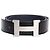 Hermès Black and navy reversible leather H belt